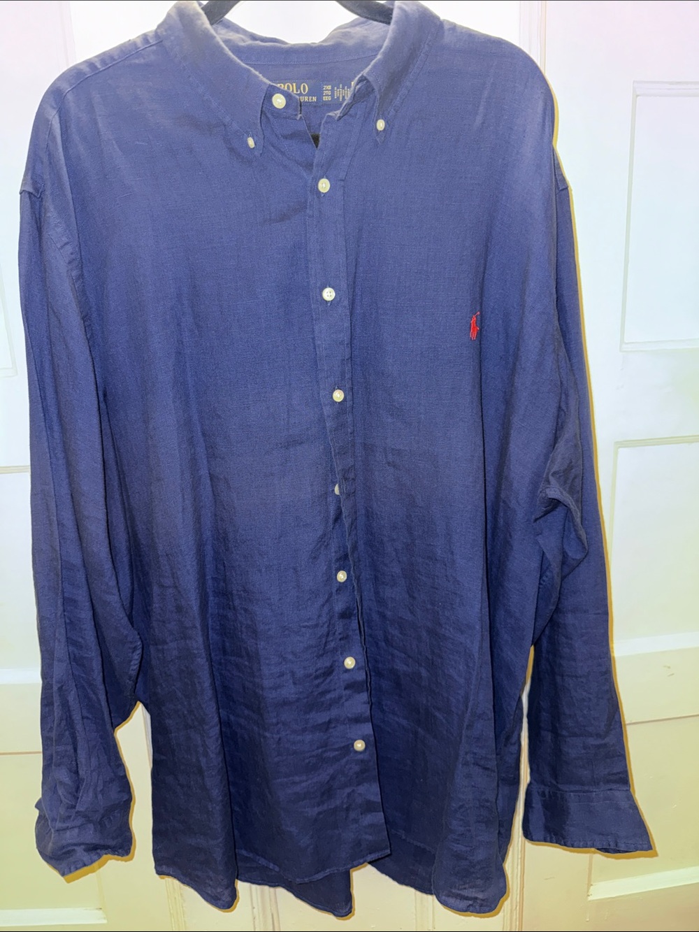 Polo by Ralph Lauren Men's Navy Button-Down Shirt with Red Pony